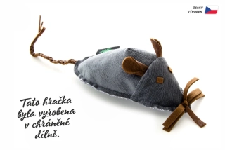 Myška velká textilní šedá, 18 cm