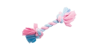 Hračka - Pletená BABY činka FLEECE, růžová/modrá