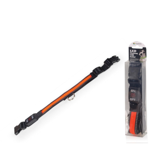 Obojek dobíjecí LED USB/vel.M 40-50cm/ oranžový