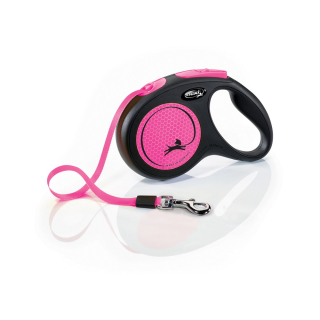 Flexi New Neon M pásek 5m/25kg růžová
